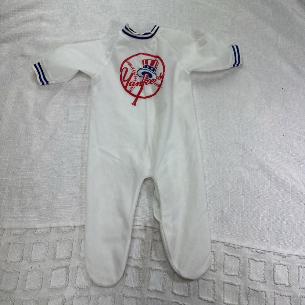 Vtg 80s Sleeper Pajamas New York Yankees Baseball Snap Back Mlb Brand 12 M Usa